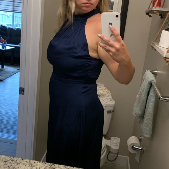Banana Republic satin navy midi dress - Picture 2 of 5